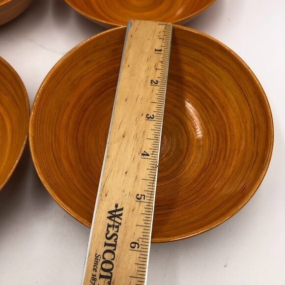 Vintage MCM Salad Bowl Set Orange Swirl Dinnerware 5 Pieces Collectible - Picture 11 of 11